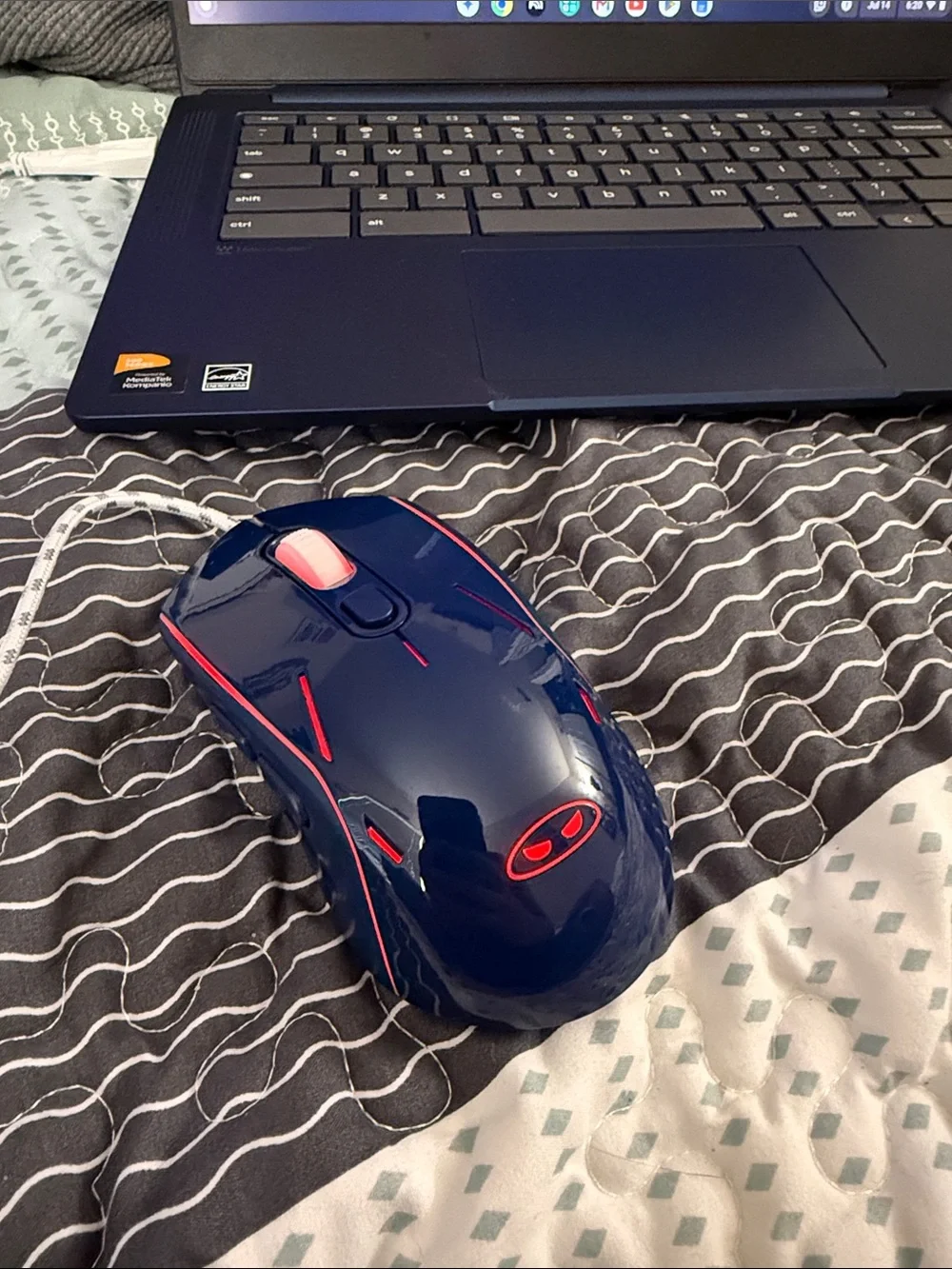 Lenovo White and Blue Wired Keyboard and Mouse Combo (Boxed)